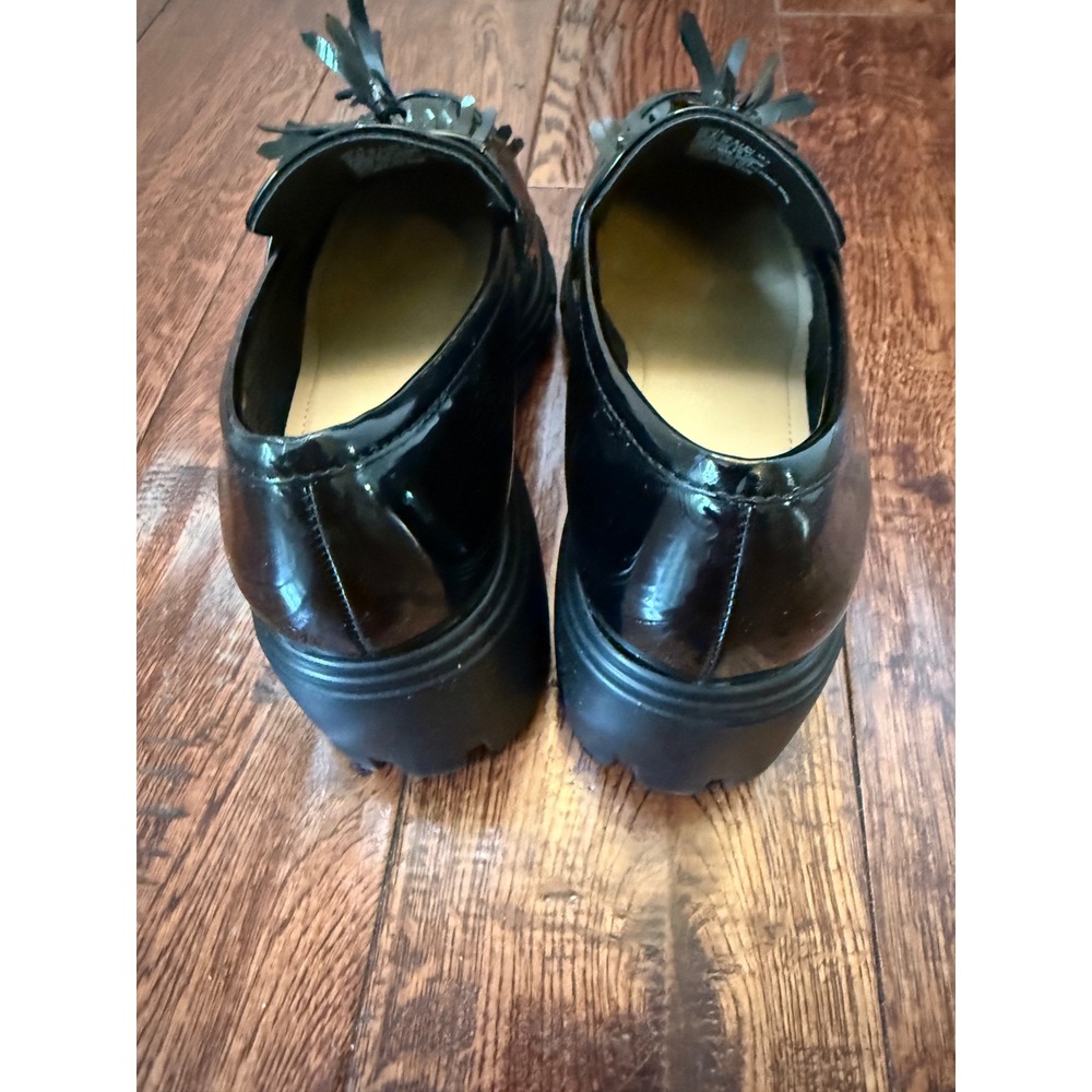 JF JustFab Black Patent Lug Sole Tassel Loafers Women Size 8 Sofia Platform shoe - Picture 4 of 8